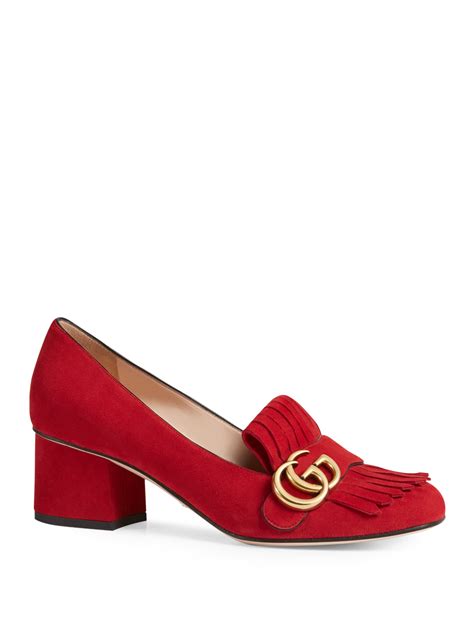 red gucci heel|Gucci platform block heels.